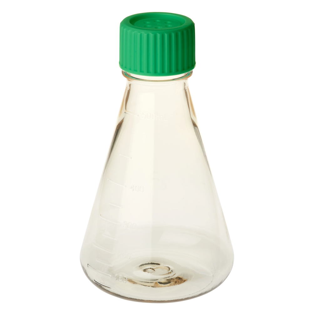 Picture of CultureStar 500 mL Erlenmeyer Flask, Vent Cap, Plain Bottom, Polycarbonate, Sterile - 12